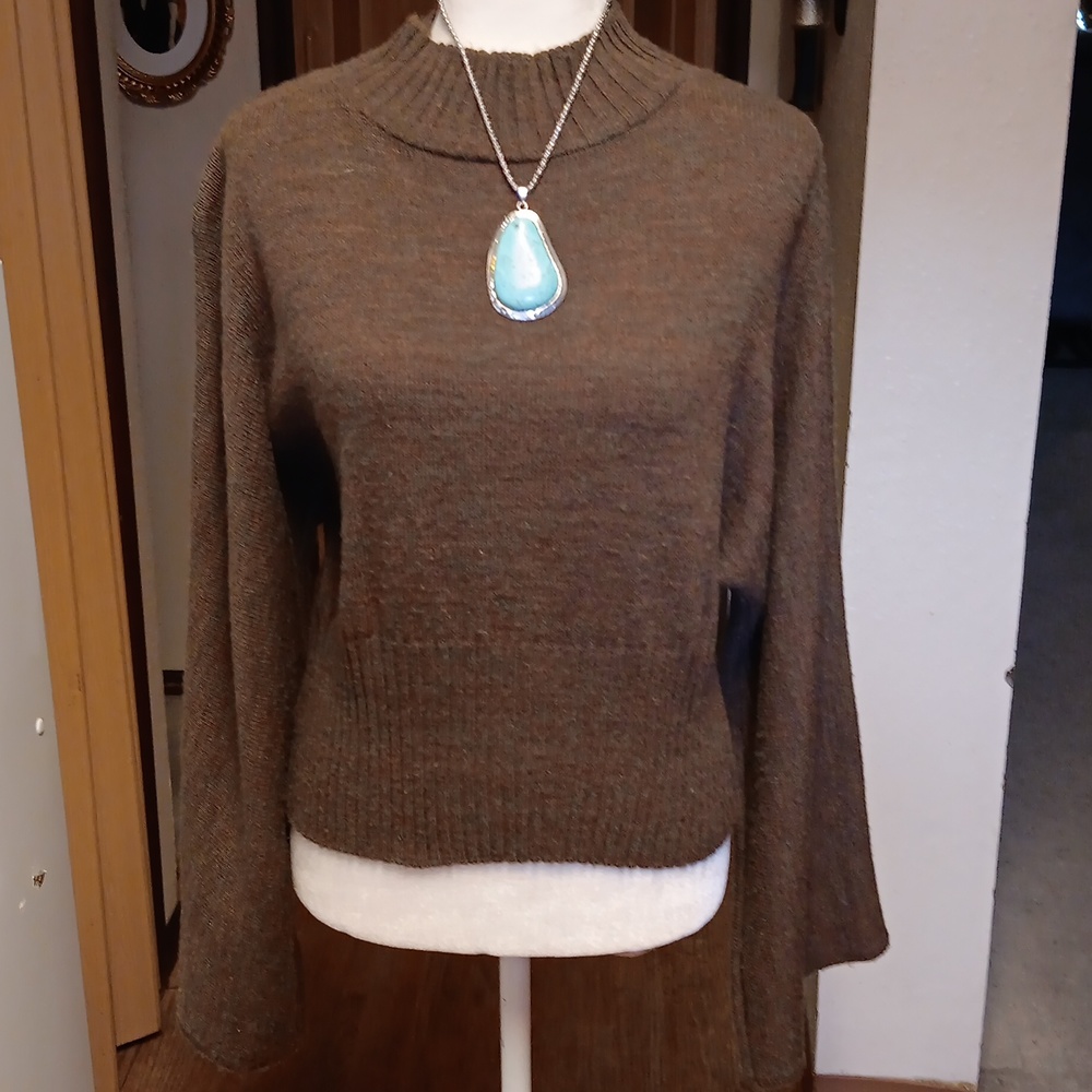 Brown Cropped Multi Colored Sweater - image 2